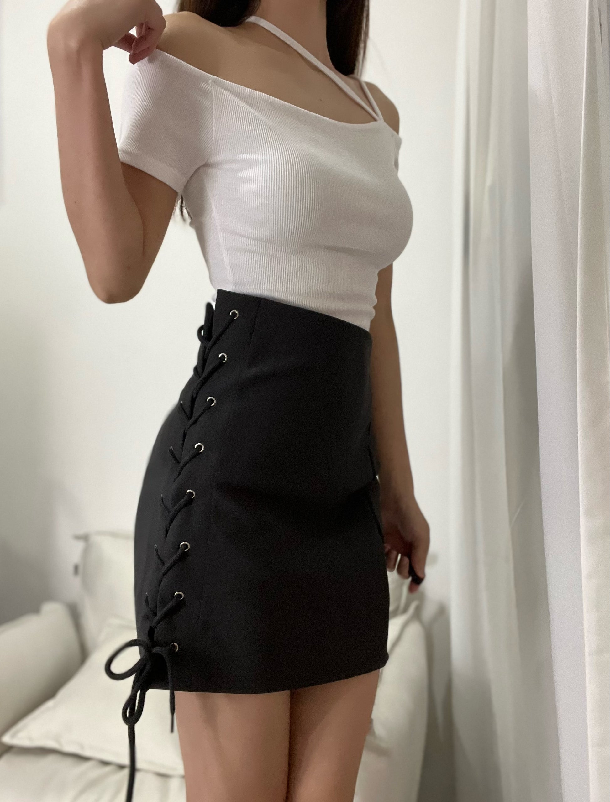 [HOT,鞋帶包臀短裙] Shoelace Skirt - MG062